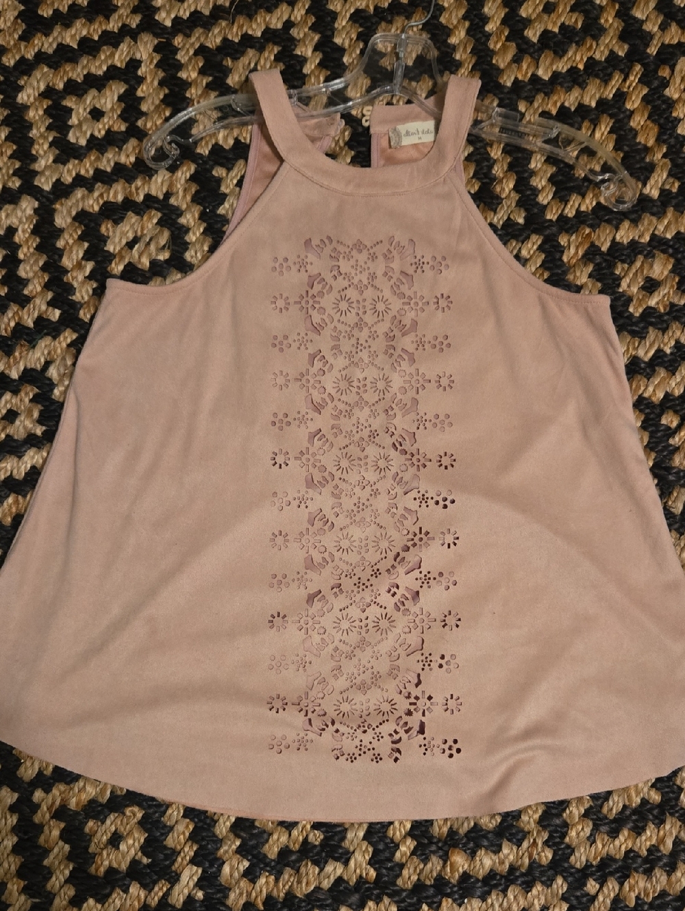 Alter'd State Dusty Pink Laser-Cut Halter Tank